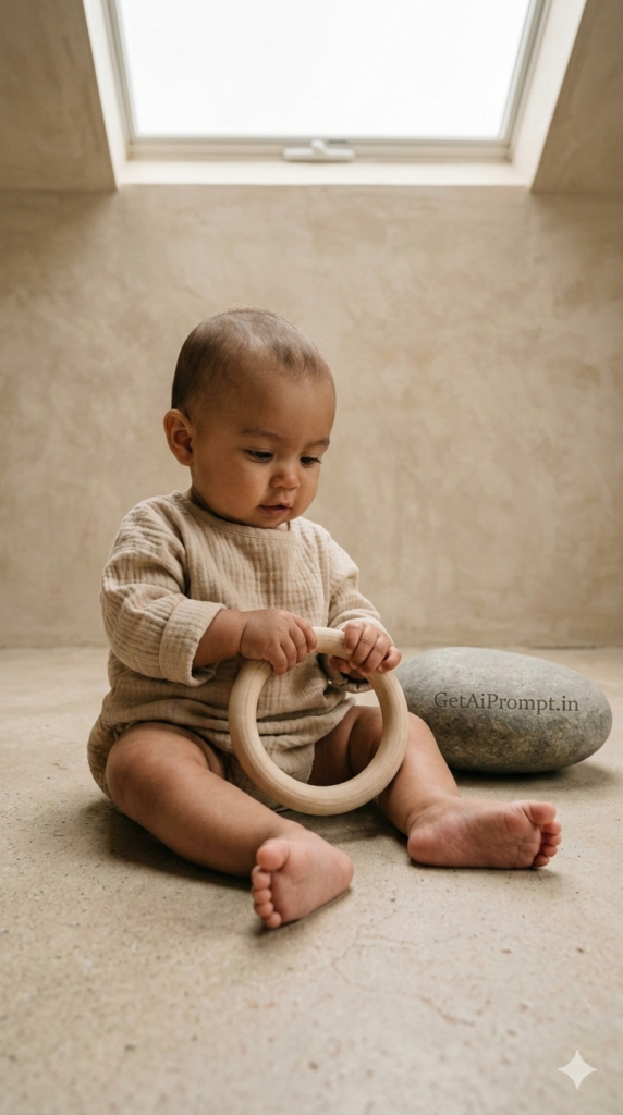 Organic Minimal Earth Series Baby Photo Prompt Barefoot Infant Photography