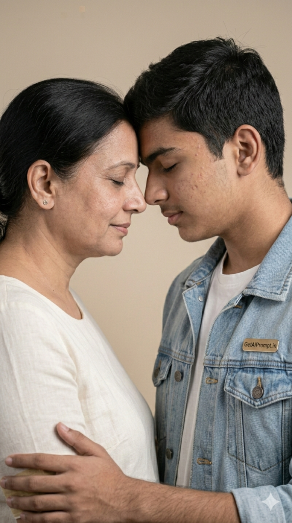 Option 2 Forehead Connection Frame Realistic Mother Son Portrait AI