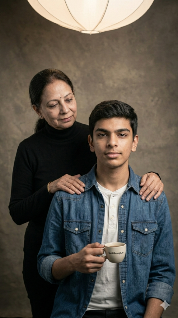 Option 4 Protective Embrace Mother Son Studio Portrait AI Face Match