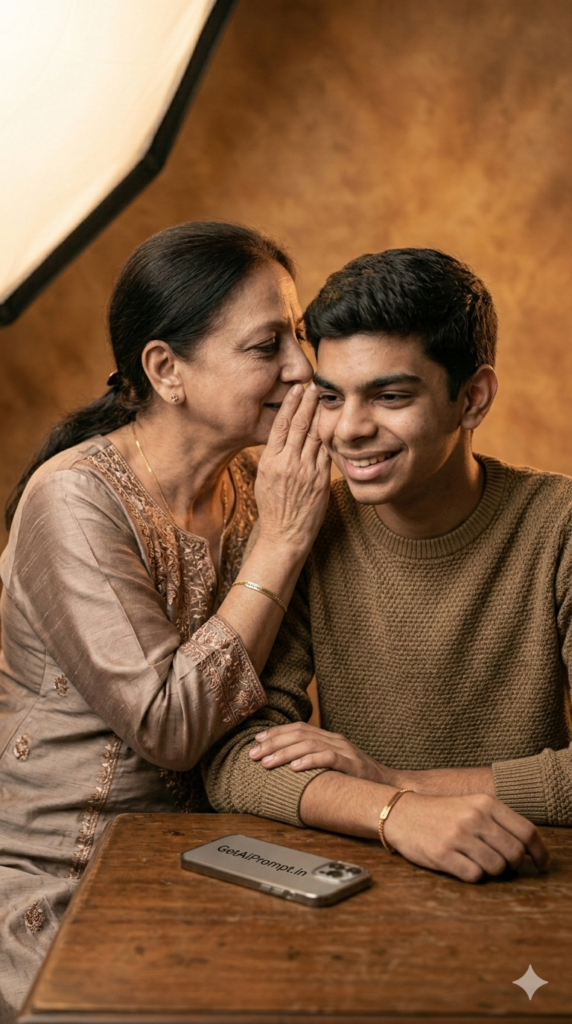 Option 6 Quiet Conversation Moment Vintage Editorial Mother Son AI