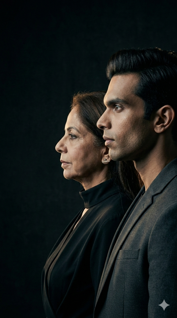 Option 16 Side Profile Dramatic Frame Generational Mother Son Portrait