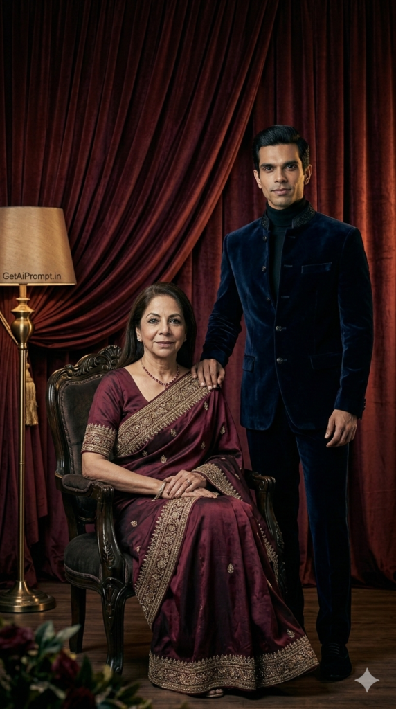 Option 17 Velvet Curtain Luxe Old Money AI Mother Son Portrait