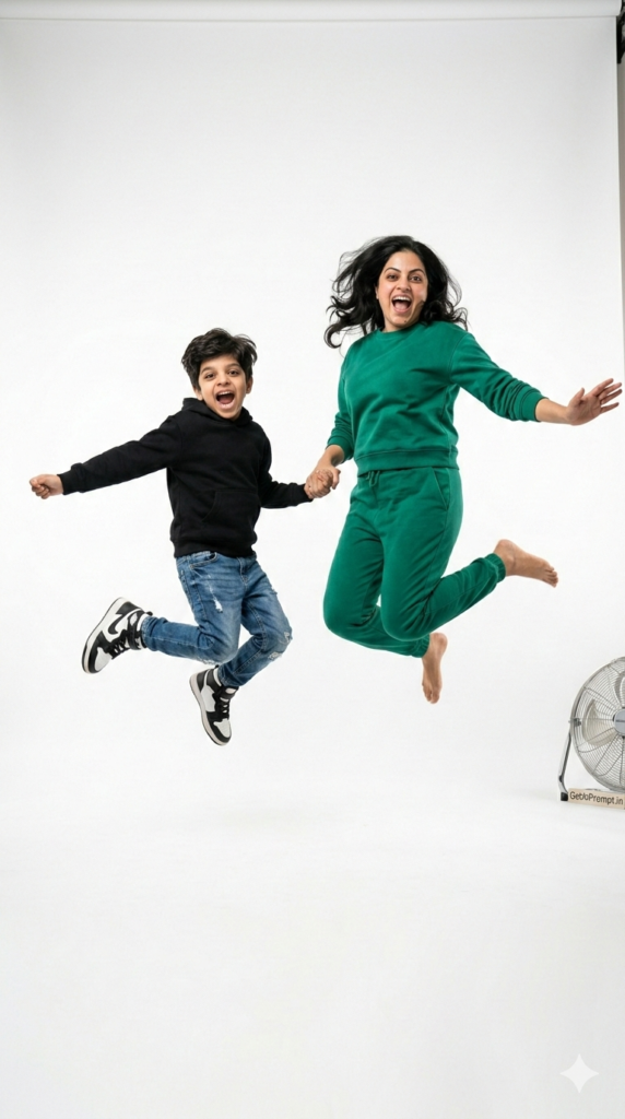 Option 24 Jump Shot Celebration High-Speed AI Mother Son Portrait