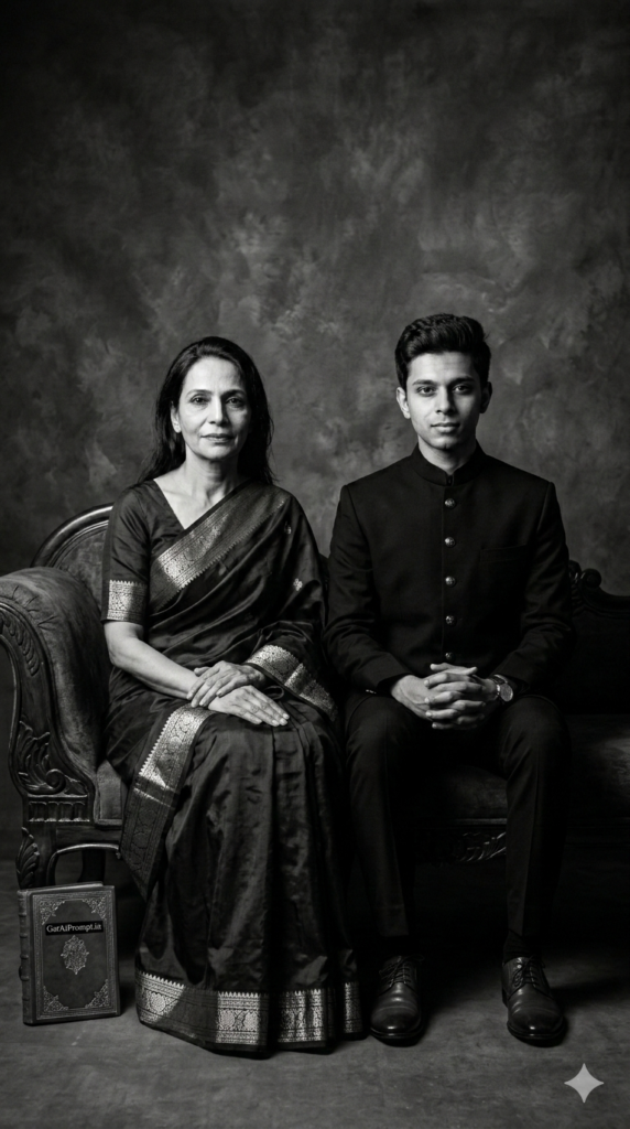 Option 34 Seated Classic Posture Heritage Portrait AI Mother Son