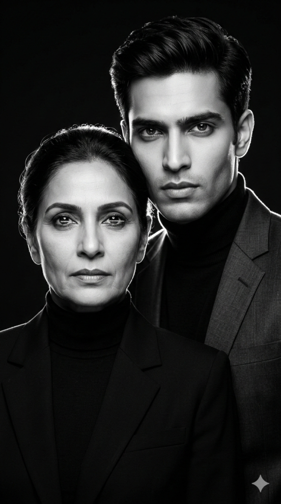 Option 38 Minimalist Contrast Portrait High-Fashion AI Mother Son