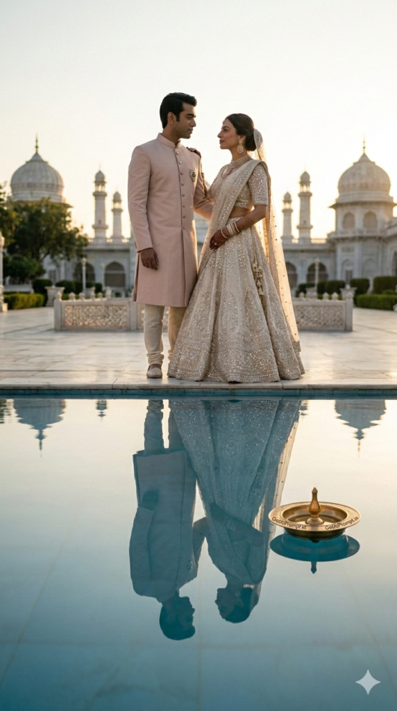 Royal Fountain Reflection Shot AI Prompt DSLR Quality