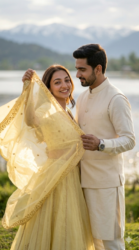 Bride Dupatta Flying Wind Golden Hour Photography
