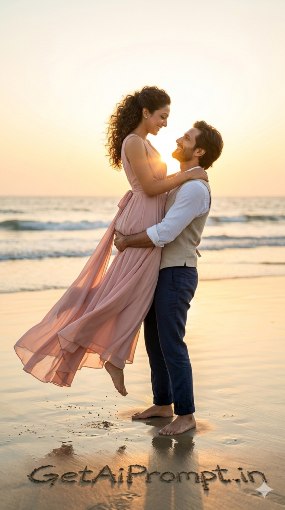 The Romantic Lift Sunset Beach AI Prompt