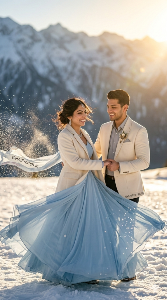 5: The Magical Slow Spin - Flowing Fabric Winter Fairytale Pre-Wedding