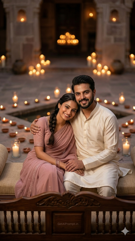 Antique Courtyard Seated Portrait Fine Art Romance AI Prompt