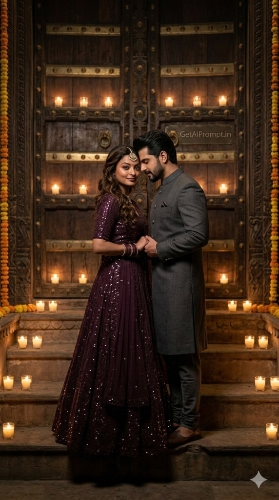 Antique Doorway Forehead Touch Emotional Pre Wedding AI Prompt