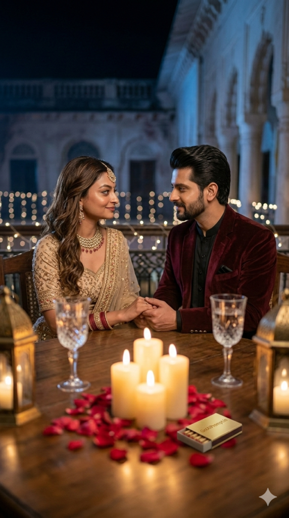 Royal Table Candlelit Conversation High End Sangeet AI Photography Prompt