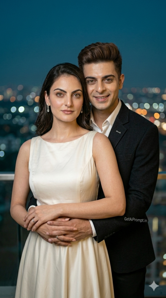 The Back Embrace Power Shot Pre Wedding AI Prompt Modern Couple