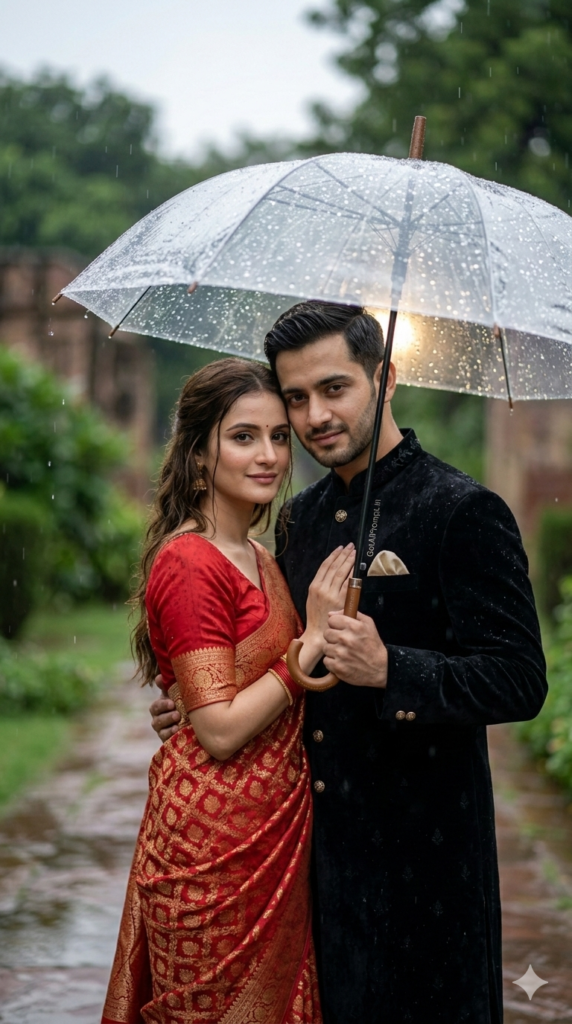 2 The Crystal Umbrella Close Up Realistic Couple Portrait AI Prompt