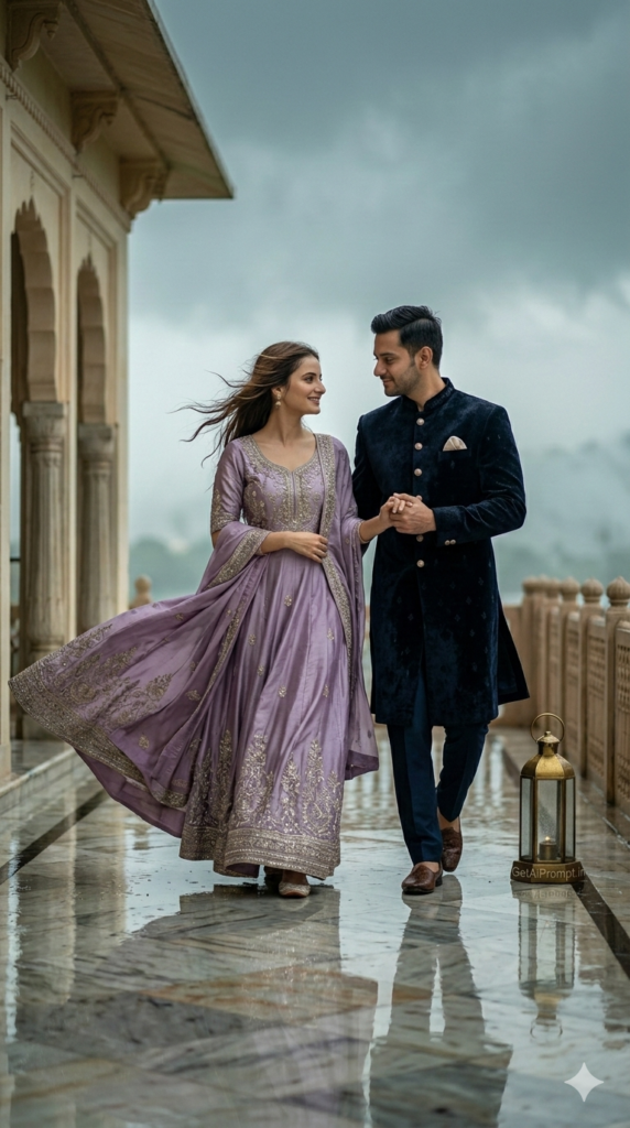 3 The Grand Palace Terrace Walk Dynamic Full Body AI Wedding Prompt