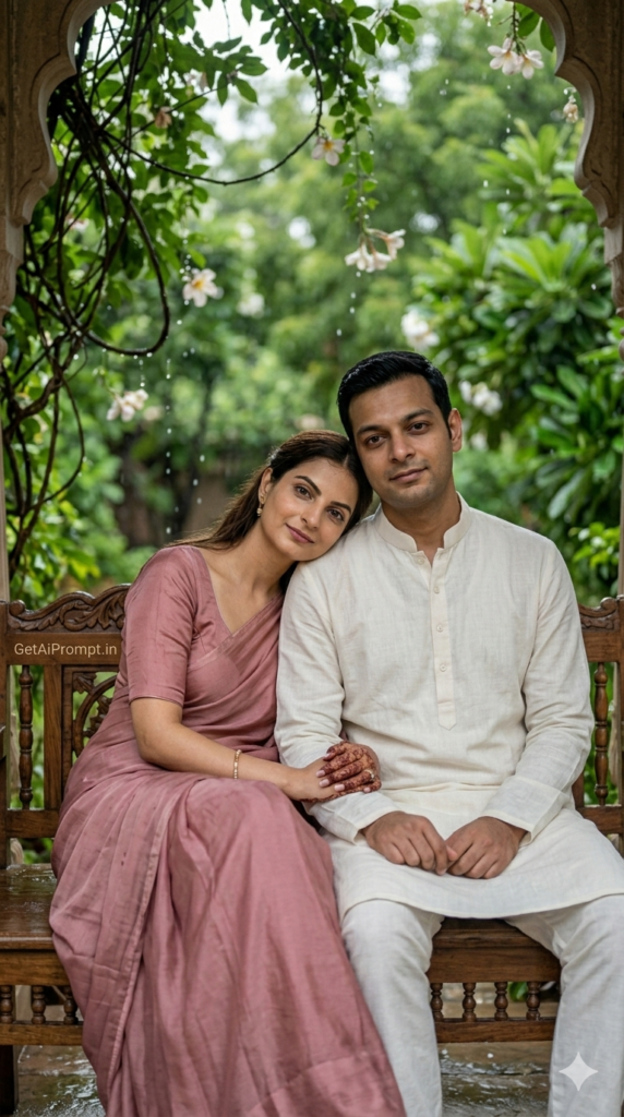 6 The Cozy Heritage Bench Romance Realistic Couple Portrait AI Prompt