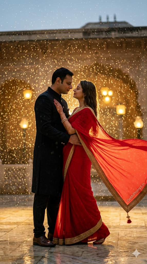 10 The Epic Bollywood Rain Dance Cinematic Couple AI Prompt