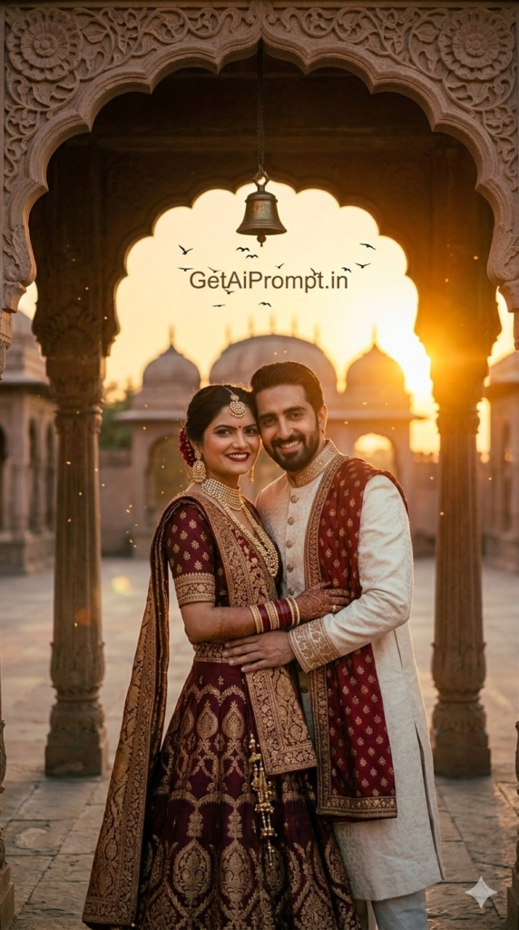 The Golden Hour Silhouette Epic Cinematic DSLR Pre-Wedding Prompt