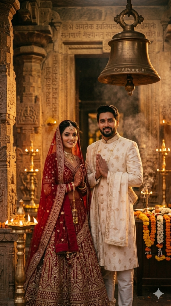 The Sacred Vow Spiritual Indian Pre Wedding Photography AI Prompt