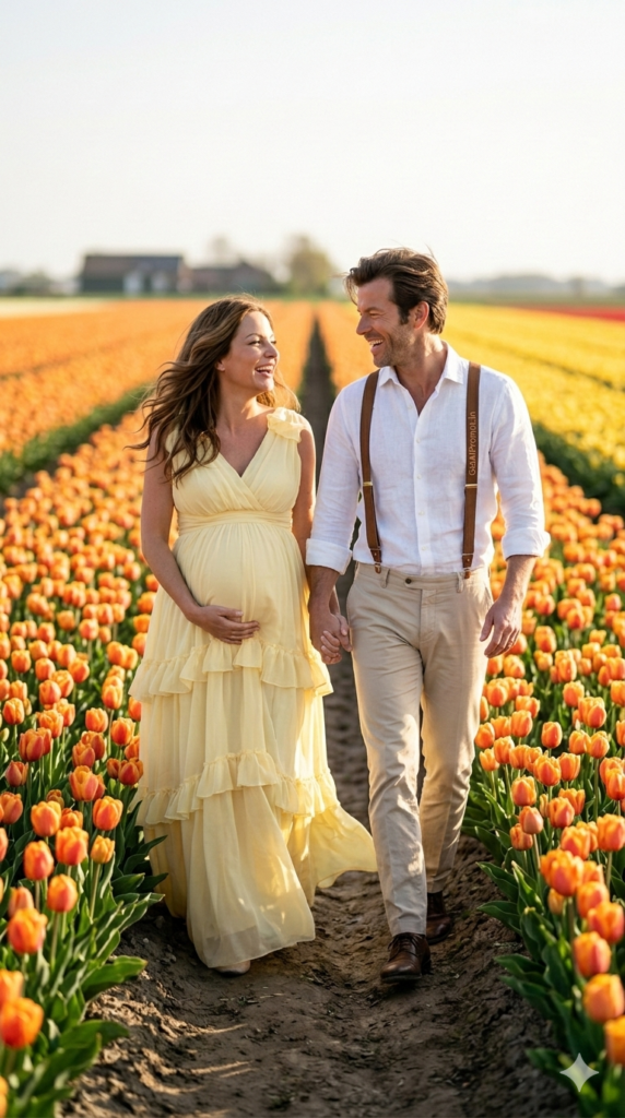 The Joyful Path Walk Candid Spring Maternity AI Image