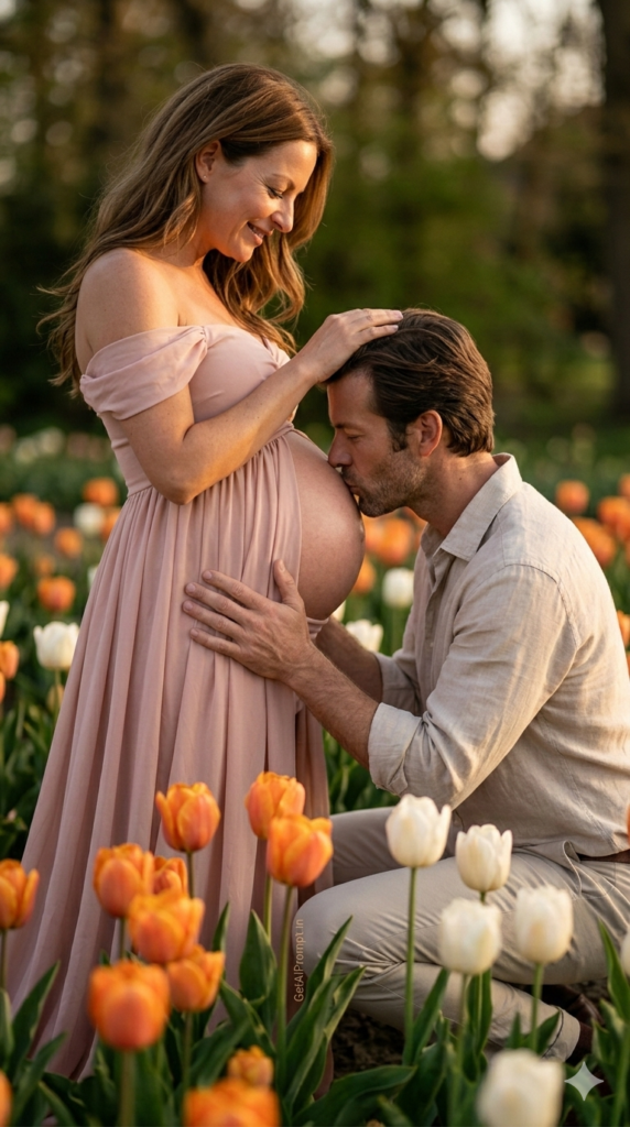 The Deeply Intimate Belly Kiss Macro Floral Maternity Portrait
