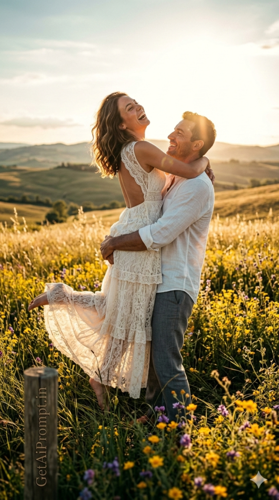 Golden Hour Wildflower Meadow AI Image Generation Prompt High Quality