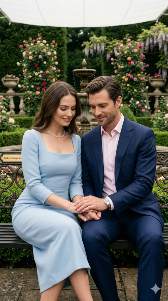 Botanical Garden Vintage Bench Editorial Luxury Portrait Prompt