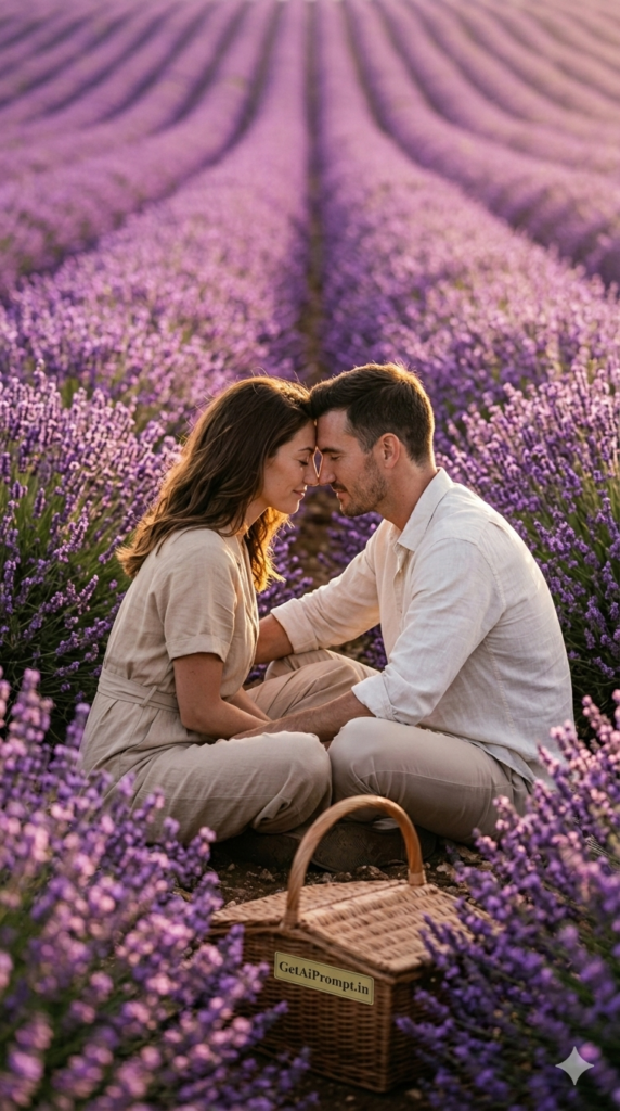 Lavender Field Love Bohemian Spring Fine Art Portrait Prompt