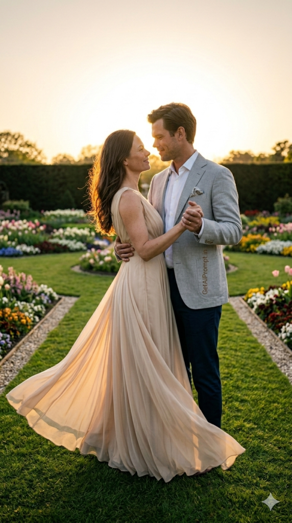 Cinematic Elegance Slow Dance Garden Luxury Spring Editorial AI Prompt