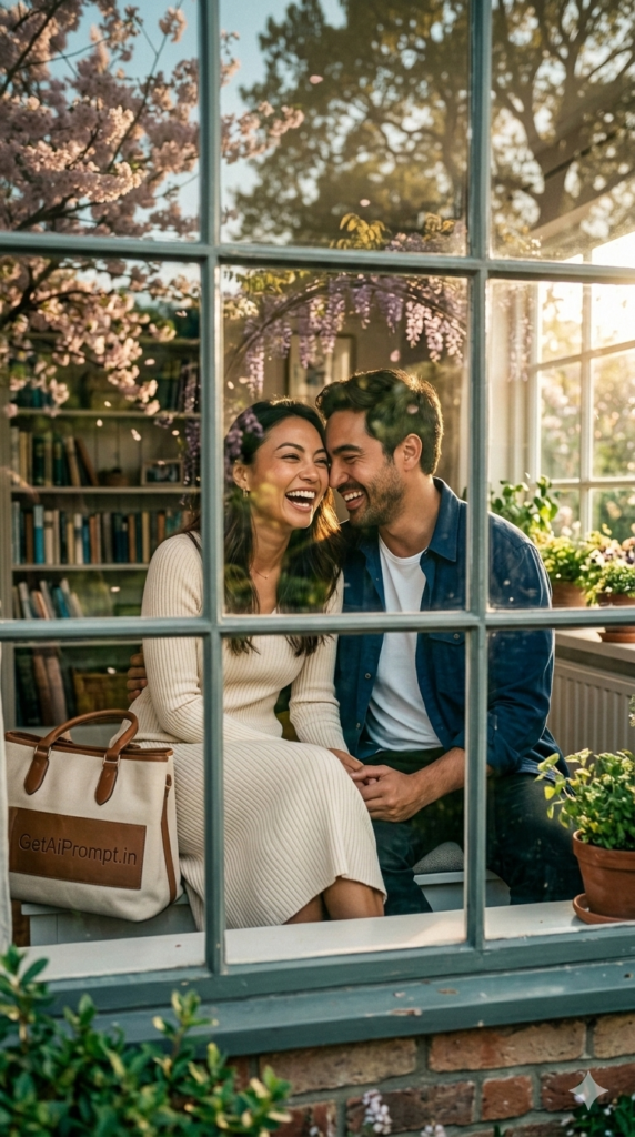 Voyeuristic Window Reflection Couple AI Generation