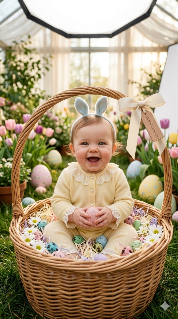 1 The Pastel Spring Wonderland Basket Premium Easter Baby Photoshoot Ideas