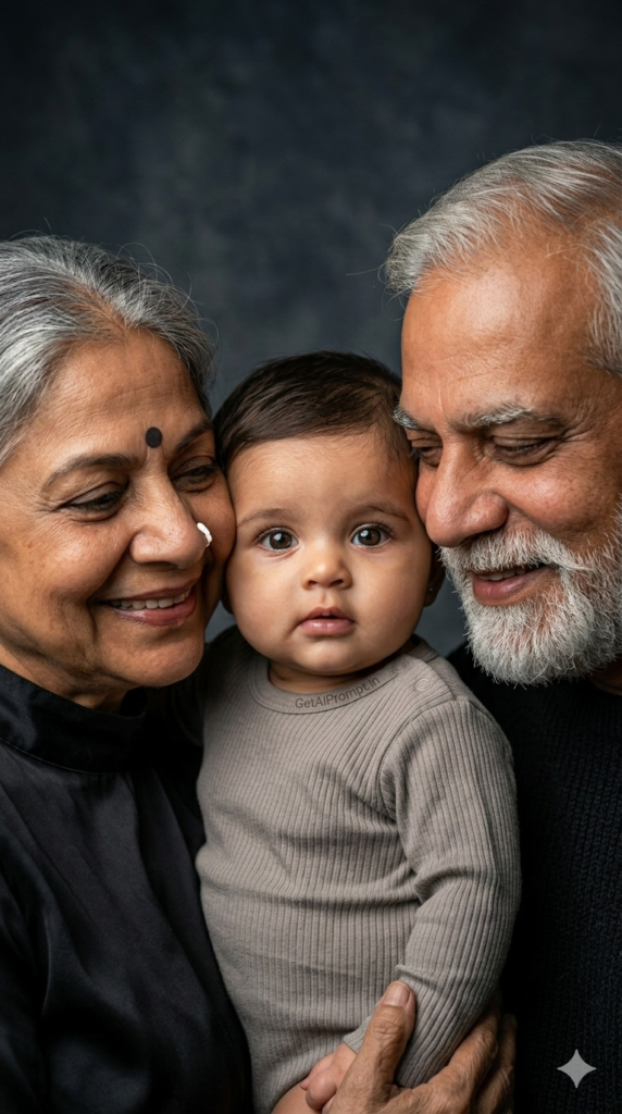 Three Generations Fine-Art Intimate Studio AI Portrait
