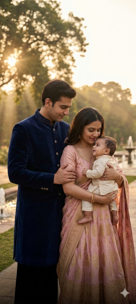 The Golden Hour Cultural Embrace AI Family Portrait Prompt