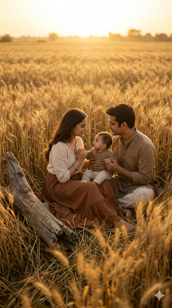 The Quiet Family Circle Golden Hour Meadow AI Prompt