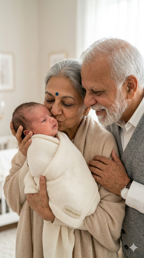 Tender Connection Grandmother Kiss Close Up AI Portrait