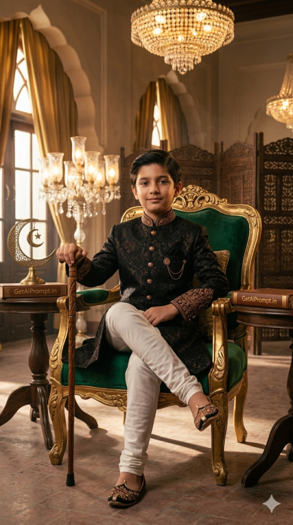 The Little Prince Royal Sherwani Photography AI Prompt