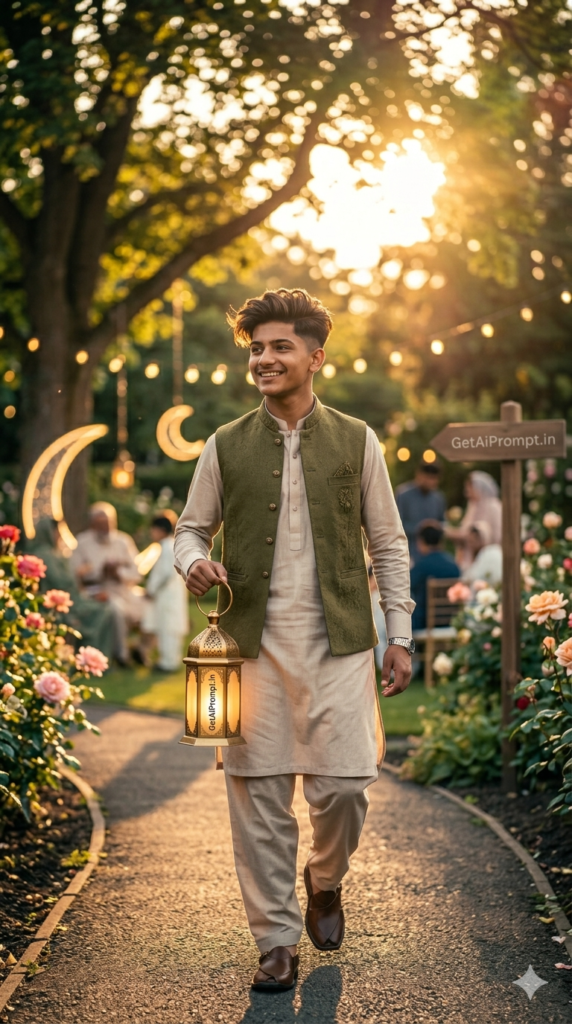 The Eid Celebration Walk Cinematic Garden Lifestyle AI Portrait
