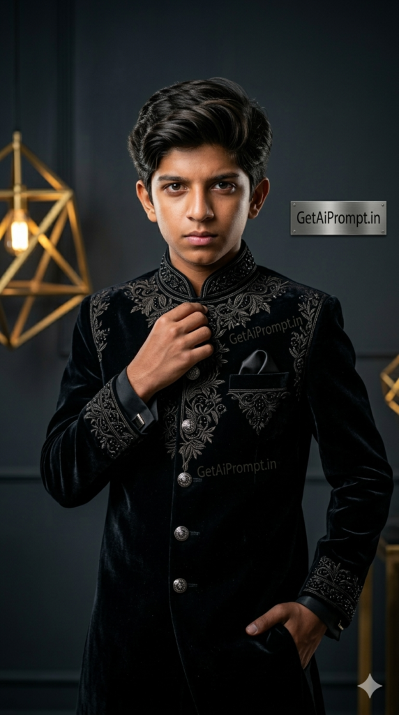 The Luxury Black Sherwani Editorial High Fashion Portrait