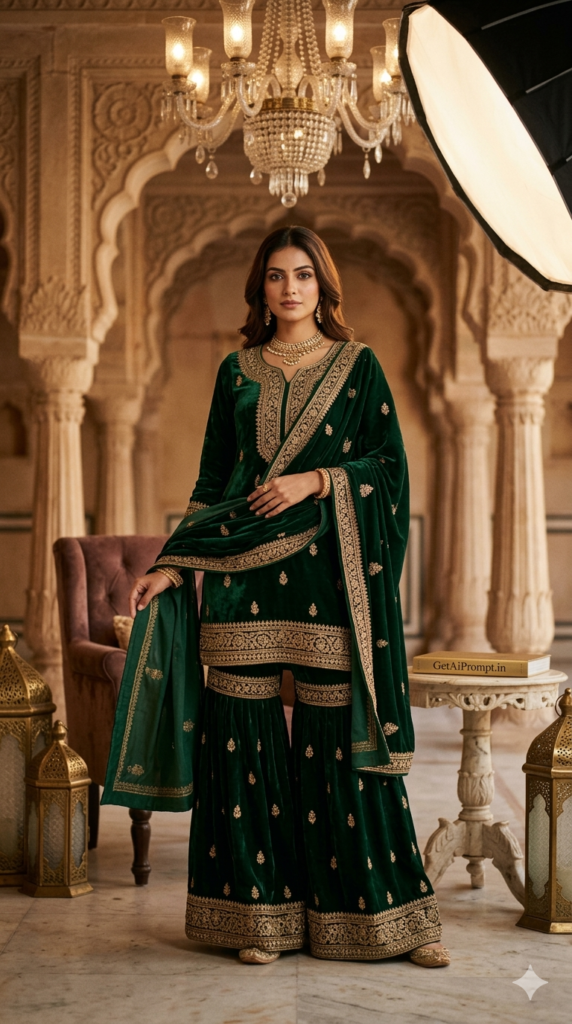 Royal Eid Princess Portrait Luxury Pakistani Lehenga Fashion AI Image