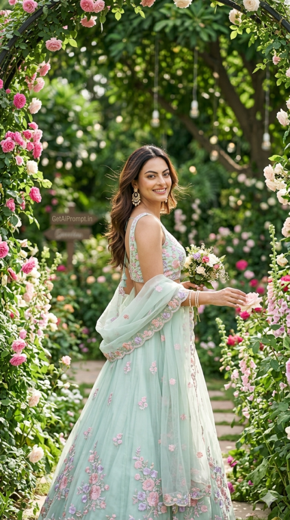 Floral Garden Eid Portrait Luminous Spring Fashion AI Photography