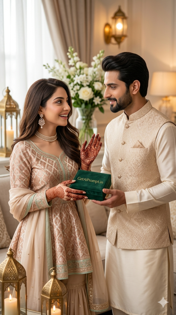 The Eid Gift Exchange Moment, Candid Storytelling Couple Photography Setup