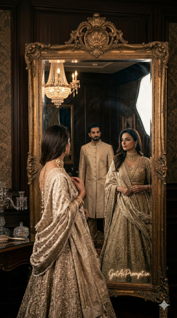 The Luxury Eid Mirror Reflection, High-Fashion Editorial AI Photography