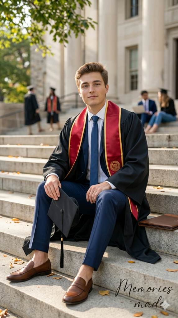 Emotional Campus Steps Reflection Portrait Realistic Face Matching