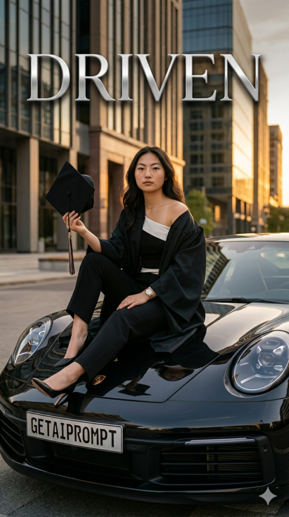 Sitting Car Hood Luxury Success Shot High-End AI Portrait