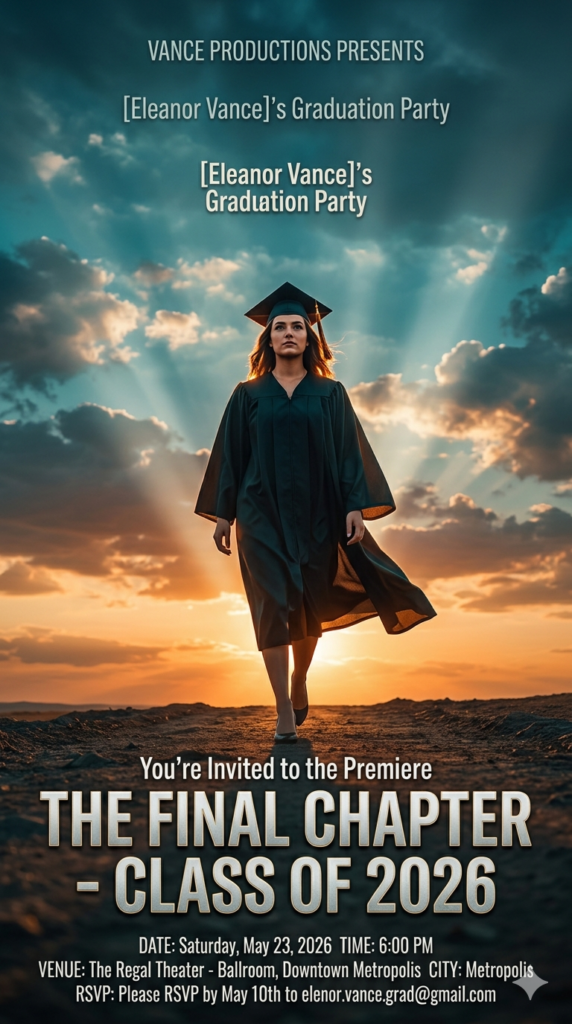 Cinematic Cap Toss High School Graduation Invite 2026