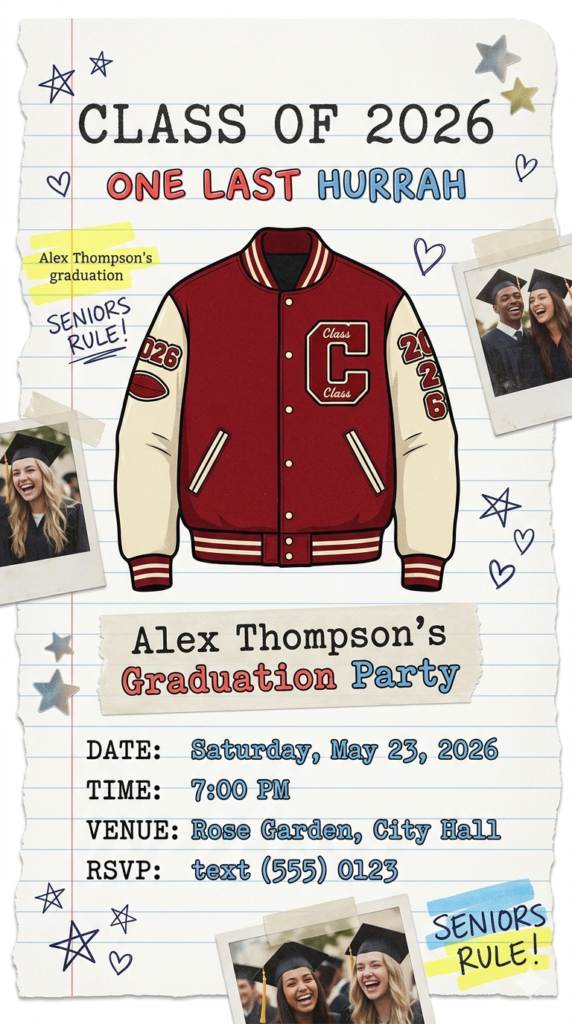 Yearbook Retro Vintage Graduation Party Invite