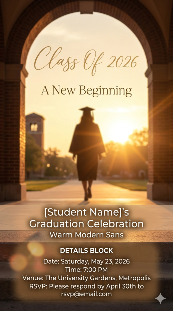 Sunset Campus Dream Graduation Party Invitation Template