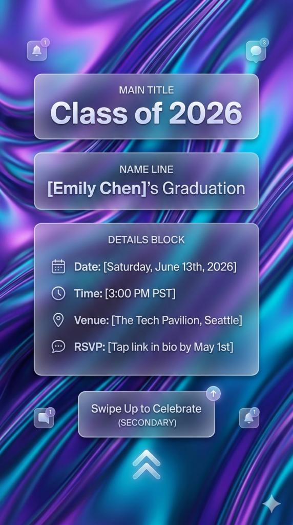 Modern Glassmorphism UI Aesthetic Graduation Instagram Story Invite