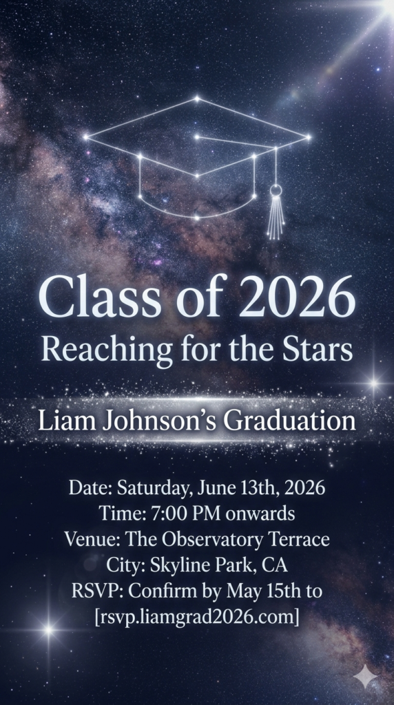 Night Sky Stars Celestial Graduation E-Card
