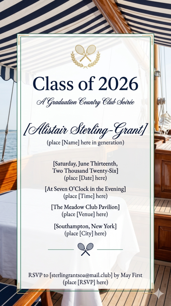 Old Money Preppy Country Club Graduation Invitation Template